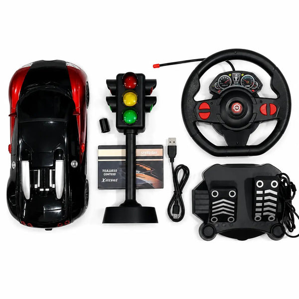 1:16 RC Racing Car with Steering Wheel & Accelerator Pedal - City Toys