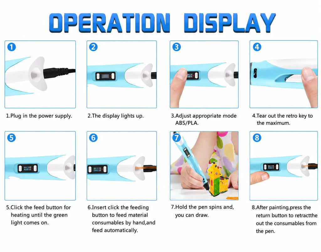 3D Pen for Kids & Adults | LCD Display Drawing Pen with PLA Filaments - City Toys
