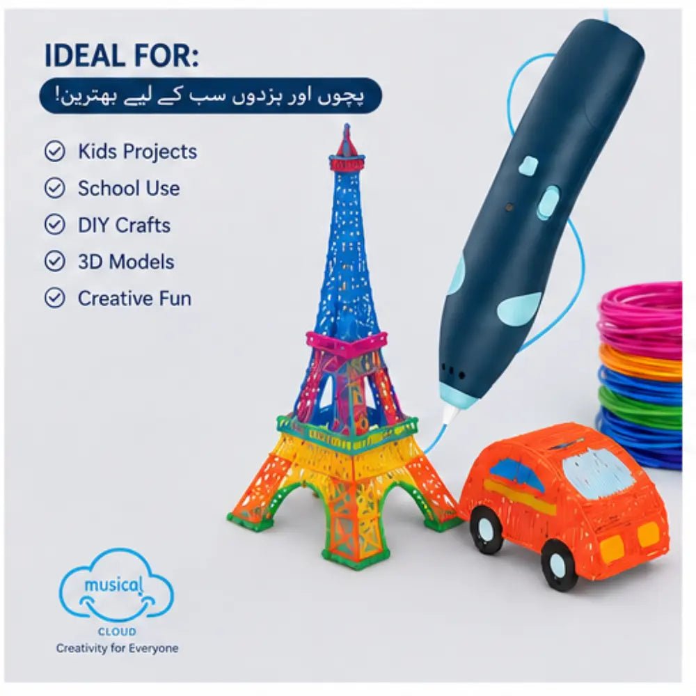 3D Printing Pen for Kids & Adults | Rechargeable 3D Drawing Pen with 3 PLA Filaments - City Toys