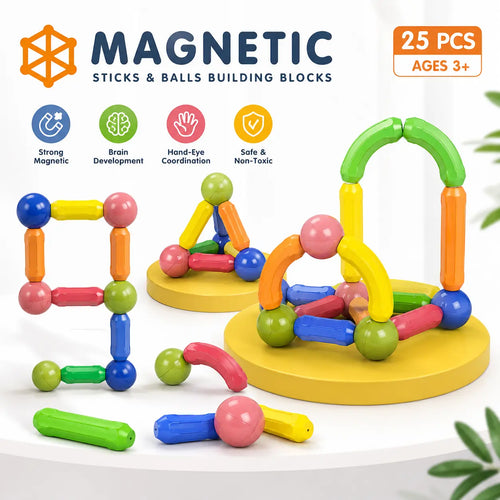 25 / 36 / 42 / 64 PCS Magnetic Blocks Toy Set – STEM Montessori Building Kit for Kids 3+