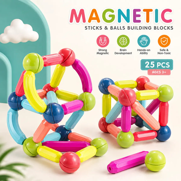 25 / 36 / 42 / 64 PCS Magnetic Blocks Toy Set – STEM Montessori Building Kit for Kids 3+