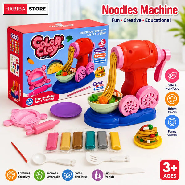Color Clay Noodles Maker Playdough Machine with 6 Color Clays - City Toys