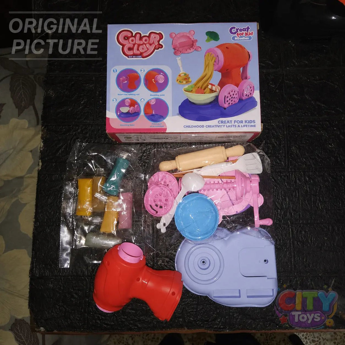 Color Clay Noodles Maker Playdough Machine with 6 Color Clays - City Toys