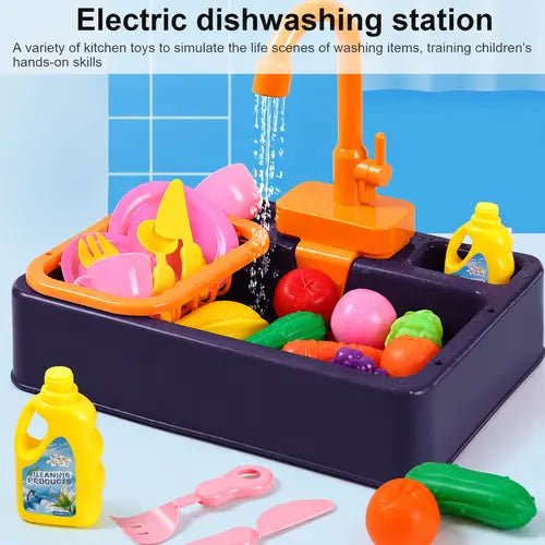 Electric Kitchen Sink Toy for Kids | Running Water Pretend Play Set - City Toys
