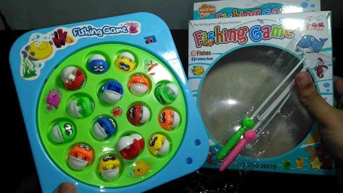 Fishing Game Toy For Kids 15 Pc Fish 2 Fishing Sticks Cell Operated - City Toys