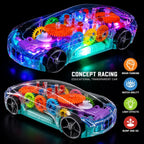 Transparent 3D Gear Car Toy | Light & Sound Educational Racing Car - City Toys