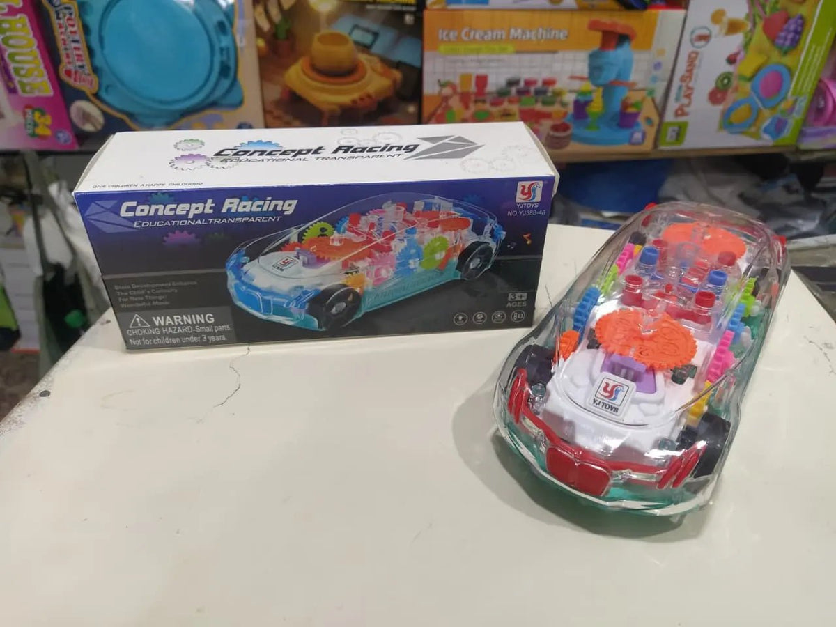Transparent 3D Gear Car Toy | Light & Sound Educational Racing Car - City Toys