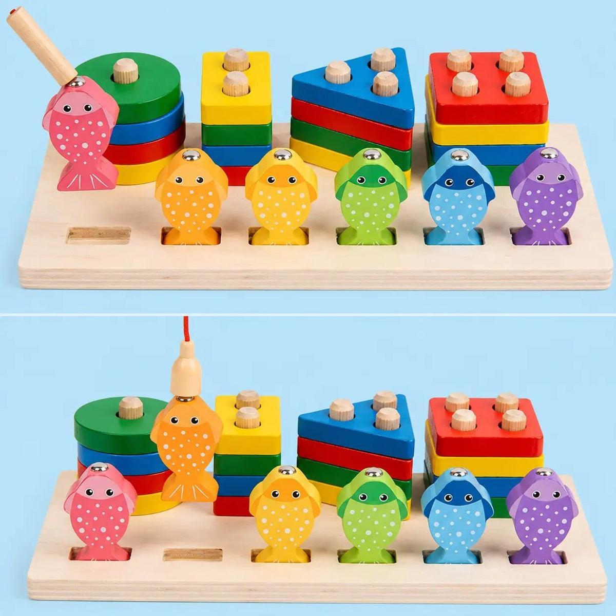 Wooden Magnetic Fishing Game & Shape Sorter | Montessori Toy - City Toys